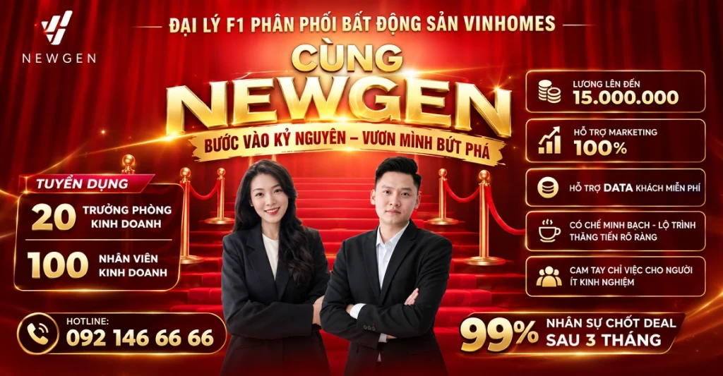 [TUYỂN DỤNG] NEWGEN INVEST – THƯƠNG HIỆU PHÂN PHỐI CÁC SẢN PHẨM VINHOMES, MASTERISE HOMES