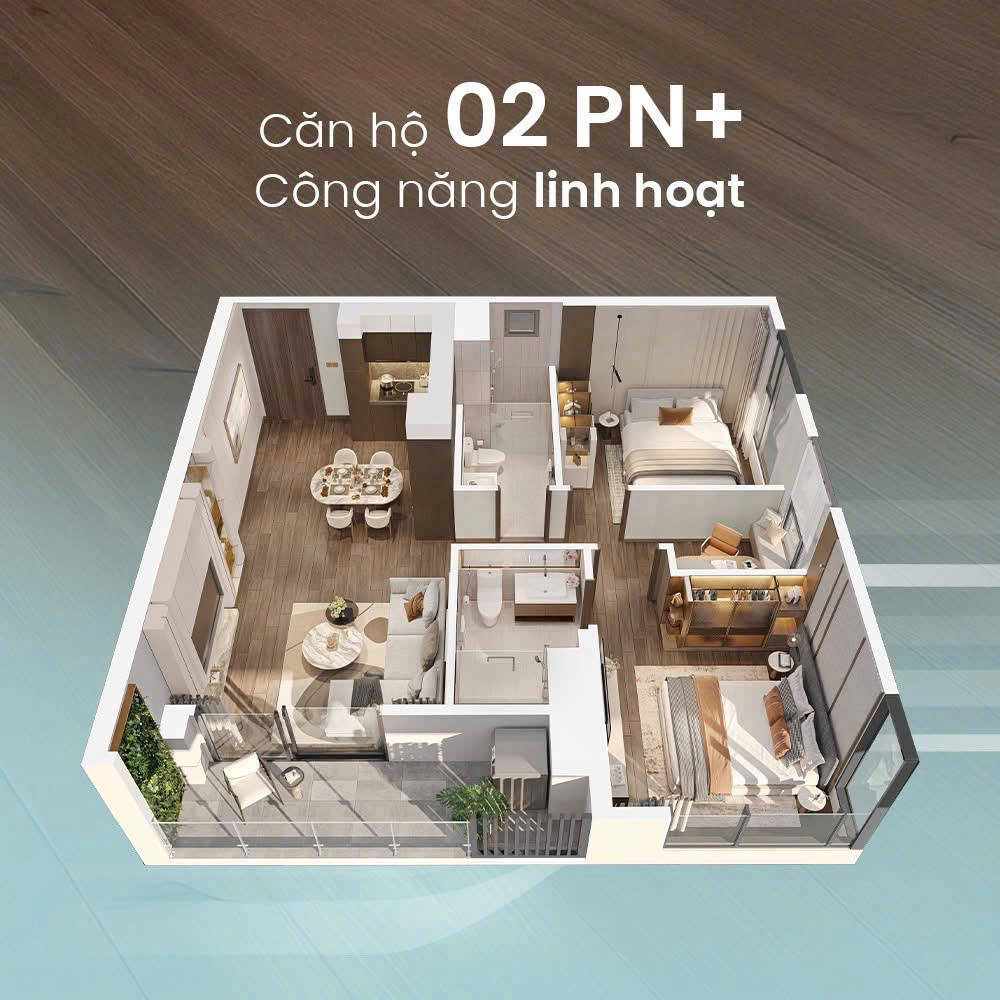 Mặt bằng 2 PHÒNG NGỦ +
