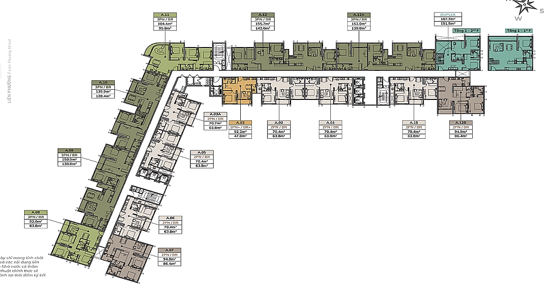 Mặt bằng tầng 10, 12, 12B, 16, 18, 20, 22, 24 tháp Sensa B Imperia Sensa Park – vị trí căn Duplex