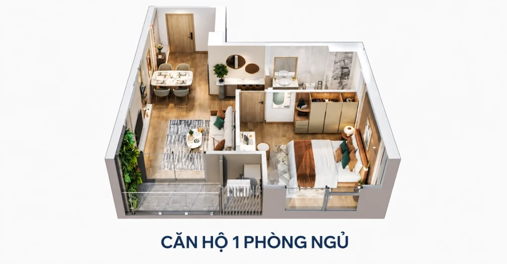 căn hộ masterise 1 phòng ngủ