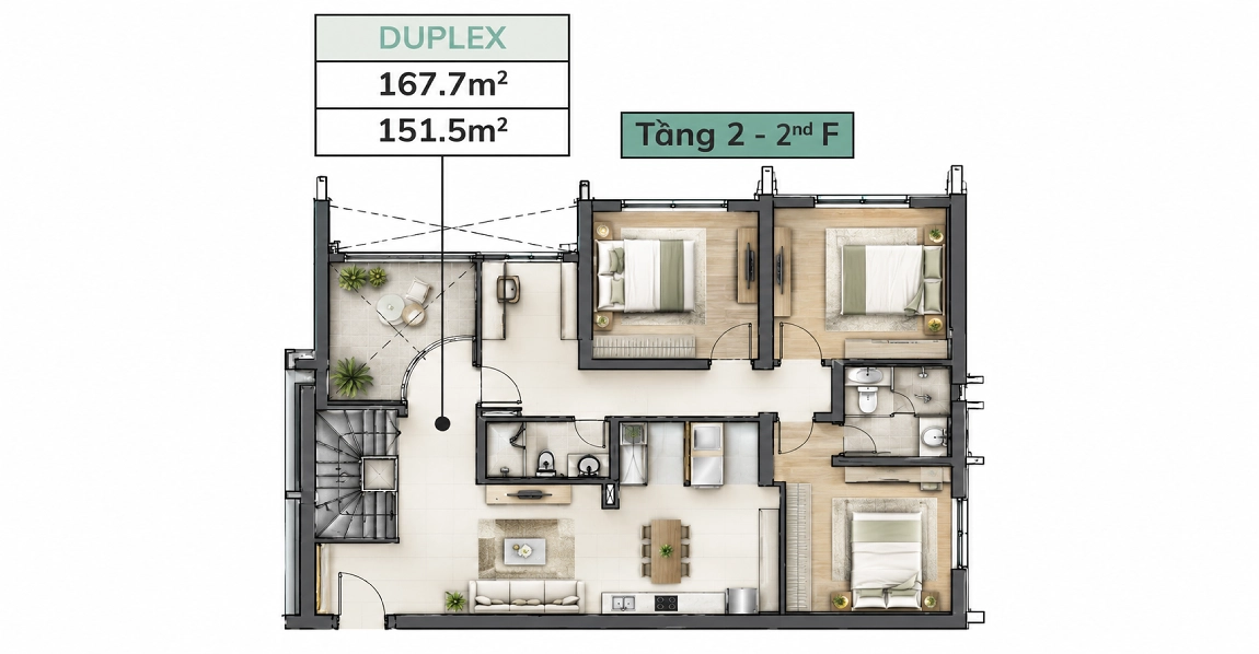 mặt bằng căn hộ duplex imperia sensa park