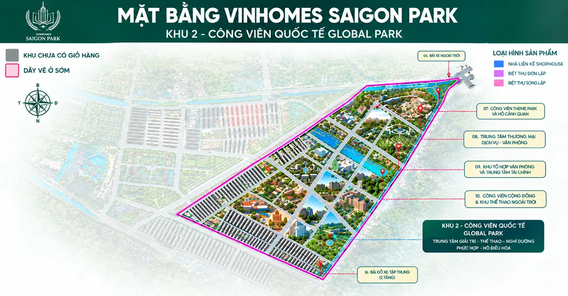 mặt bằng phân khu công viên quốc tế