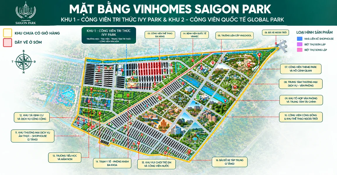 mặt bằng phân khu công viên tri thức