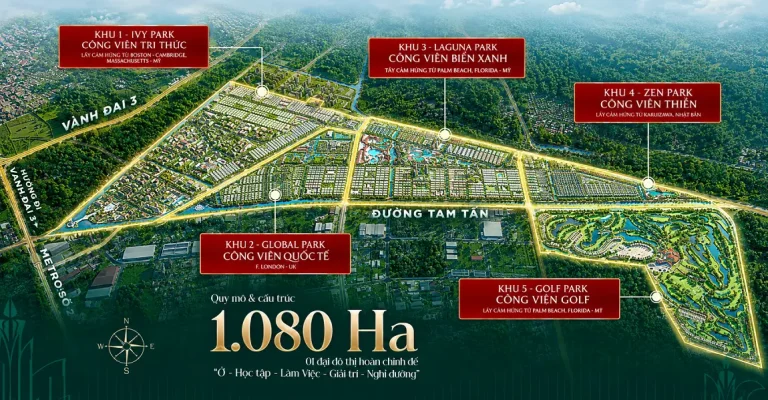 Mặt bằng Vinhomes Sài Gòn Park mới nhất: 5 khu & quy hoạch 1/500