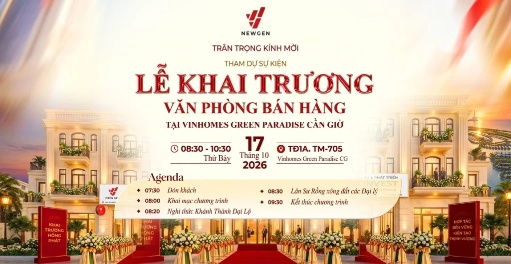thư mời lễ khai trường văn phòng newgeninvest vinhomes cần giờ